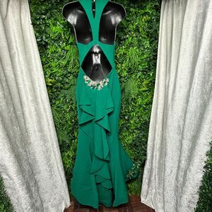 Odrella Women Dress 4 Green Gown Formal‎ Mermaid Tulle Hem Prom Ball 1506